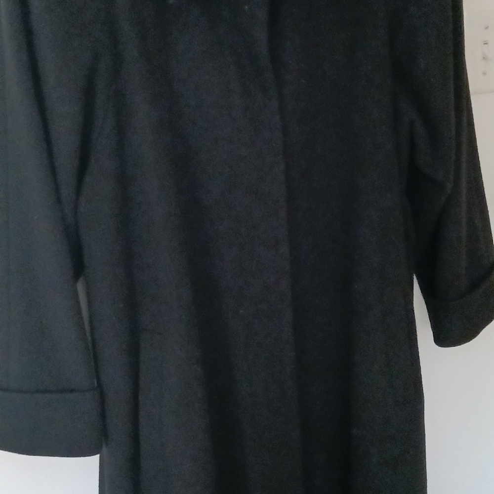 Vintage Albert Nipon Classic Wool Black Dress Coat Size 18
